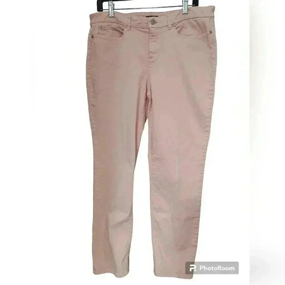 EILEEN FISHER Pink Organic Cotton Blend 5 Pocket Jeans Tapered Leg Pants - Picture 2 of 3